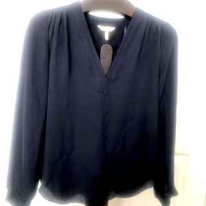 Dark Blue silk blouse.